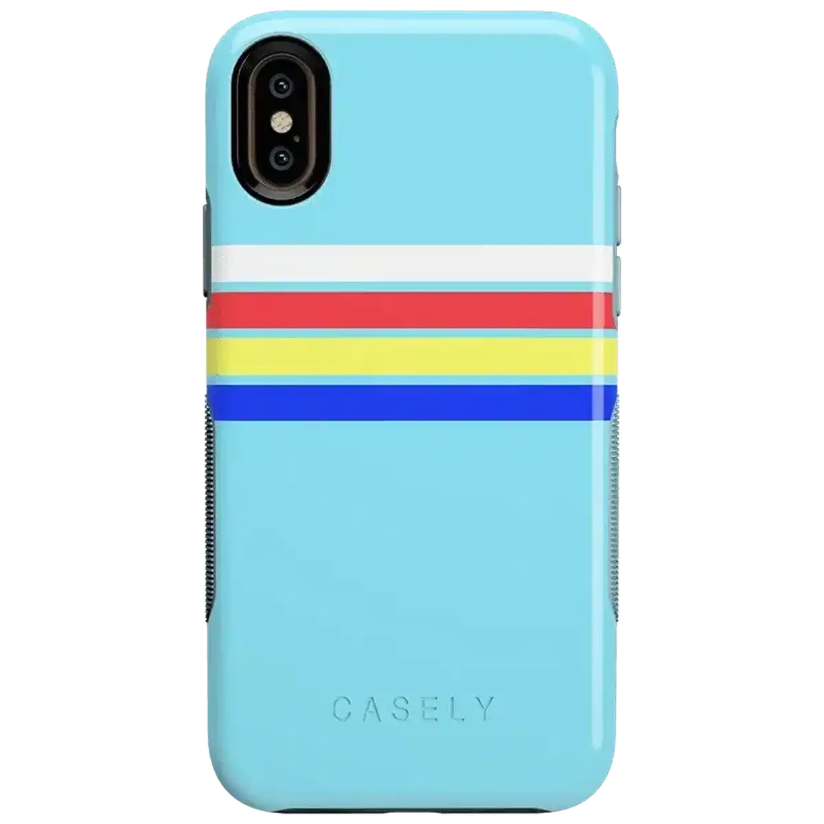 Totally Groovy | Teal Rainbow Stripes Color Block Case