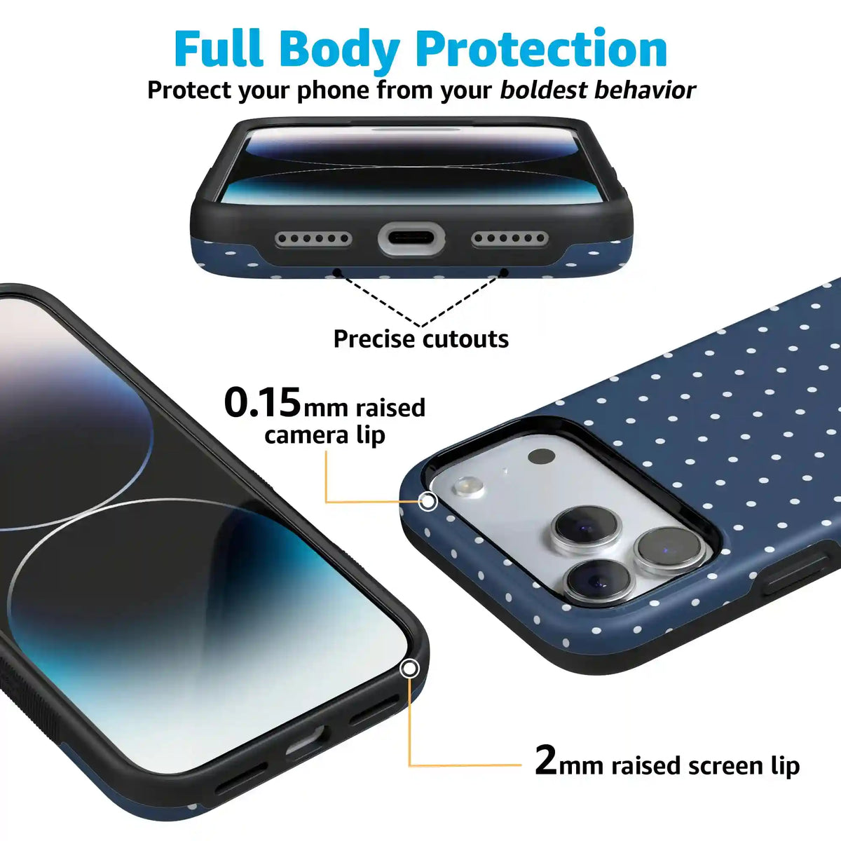 On the Dot | Navy Polka Dot Case