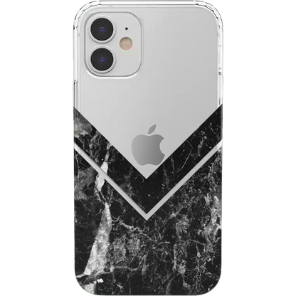 Sleek and Simple | Black Marble V Clear Case