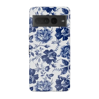 Rose to Fame | Blue & White Rose Floral Google Pixel Case