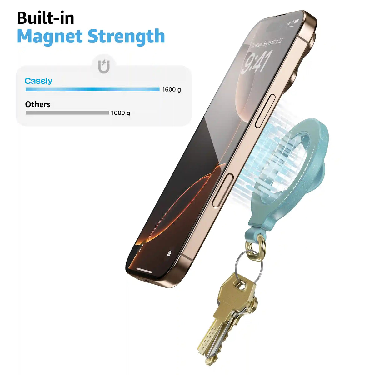 Aquamarine | Ocean Blue Shimmer MagRing+ with Keychain