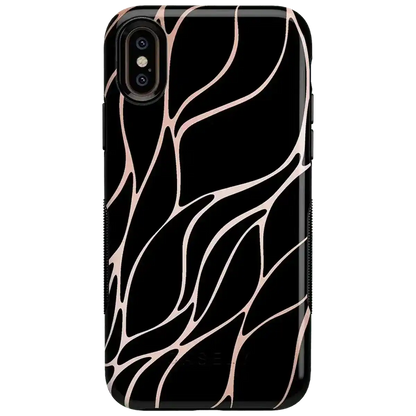 Midnight Ride | Black and Gold Metallic Waves Case