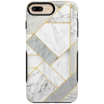 Sharp Lines | Geo White and Gold Marble Case