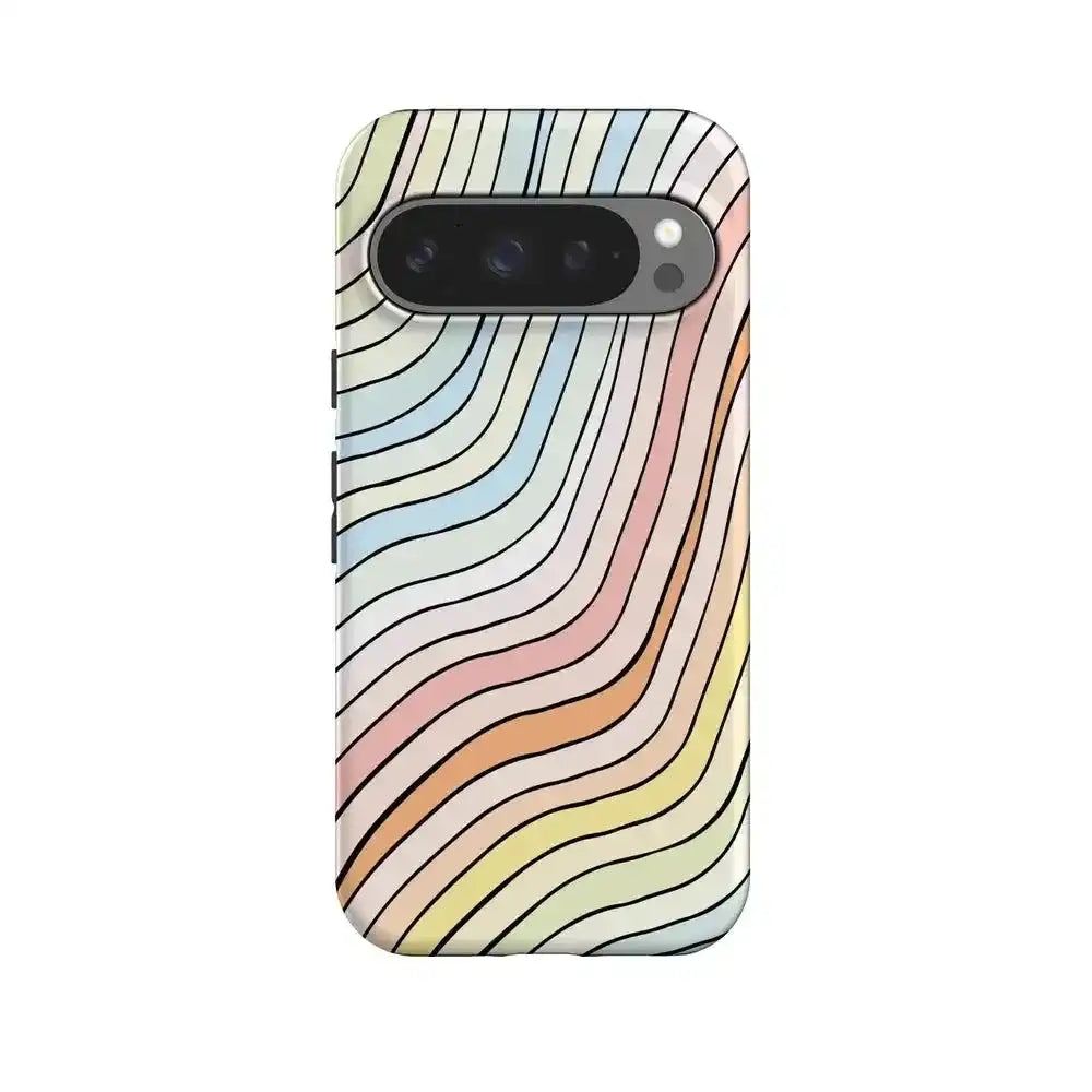 Ride The Wave | Pastel Rainbow Lined Google Pixel Case