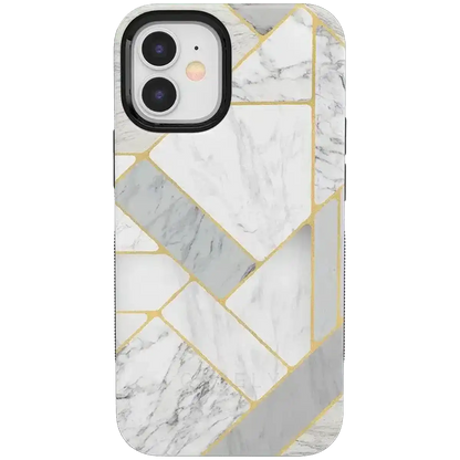 Sharp Lines | Geo White and Gold Marble Case