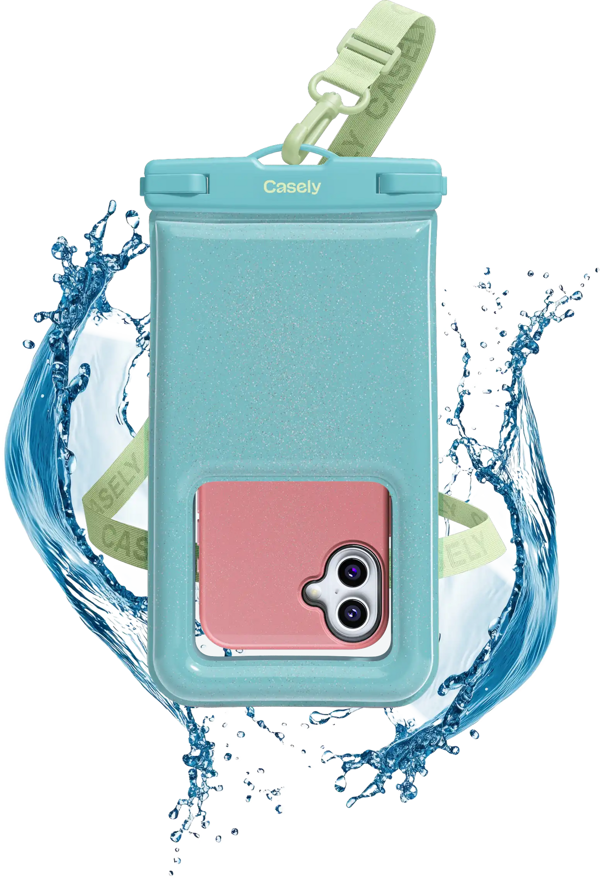 AquaBuddy | Aquamarine Ocean Blue Shimmer Waterproof Phone Pouch