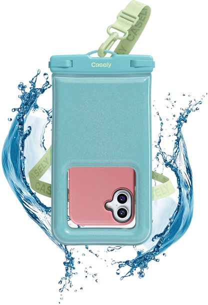 AquaBuddy | Aquamarine Ocean Blue Shimmer Waterproof Phone Pouch