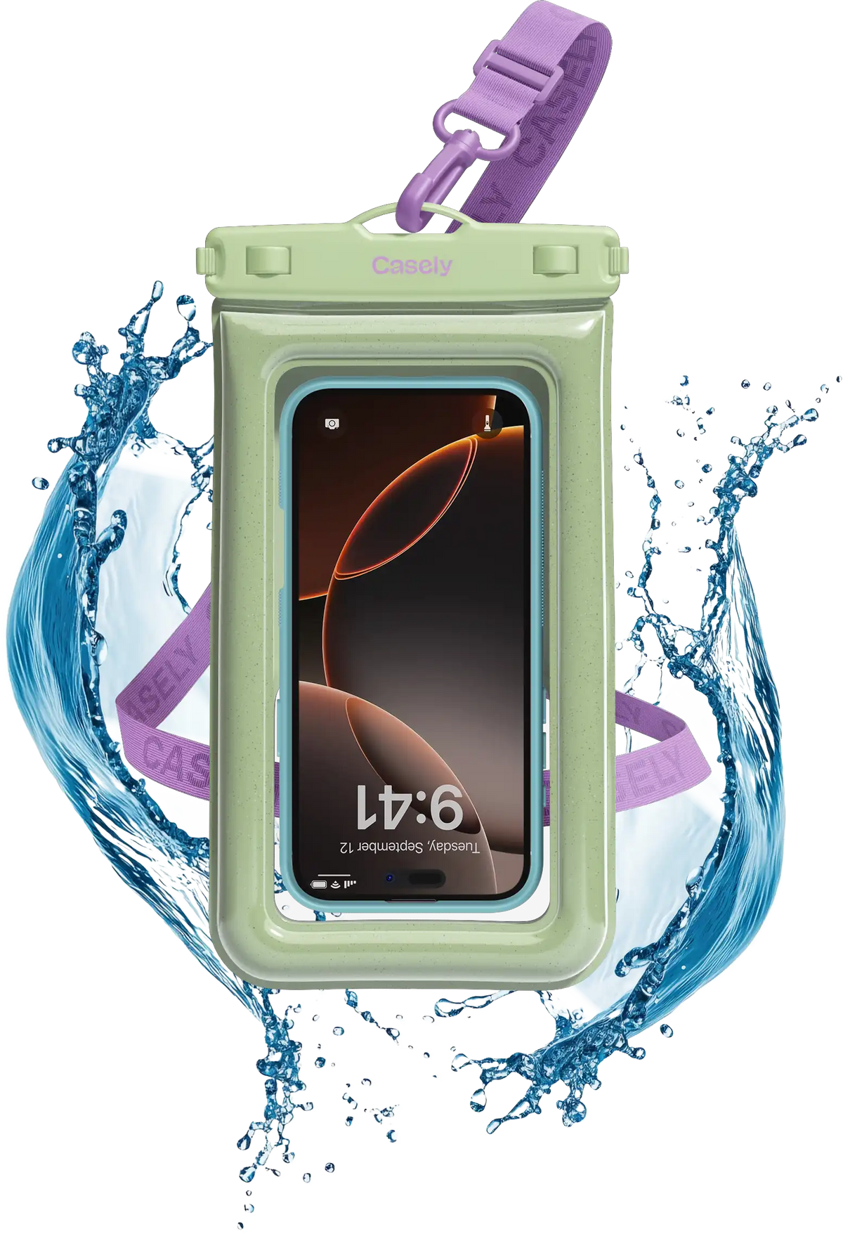 AquaBuddy | Kiwi Kiss Matcha Green Shimmer Waterproof Phone Pouch