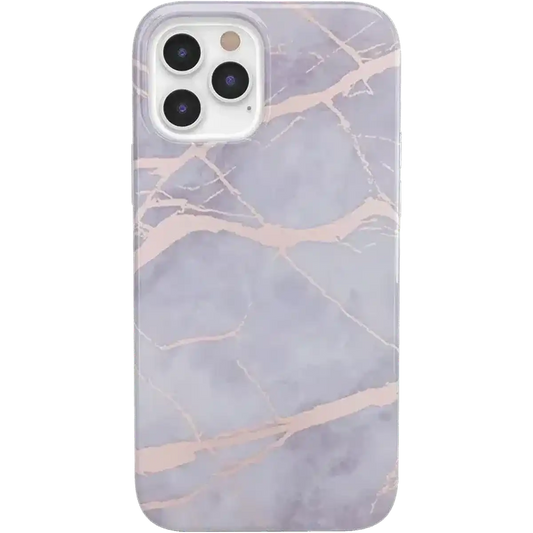 Touch of Lavender | Lavender Gray & Rose Gold Marble Case