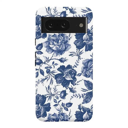 Rose to Fame | Blue & White Rose Floral Google Pixel Case