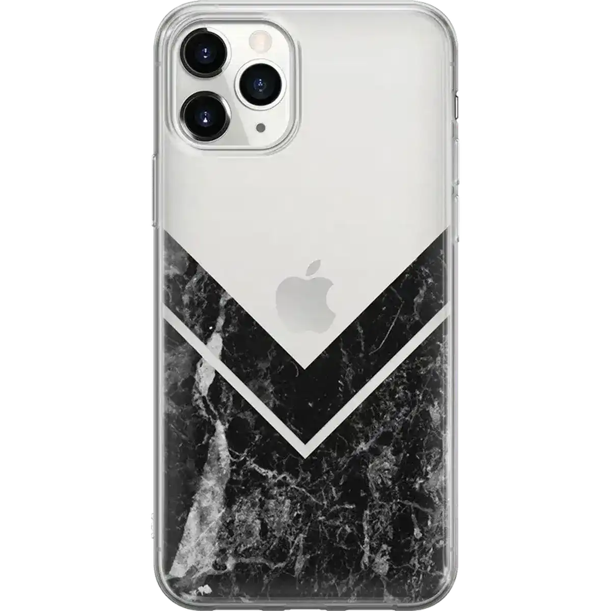 Sleek and Simple | Black Marble V Clear Case