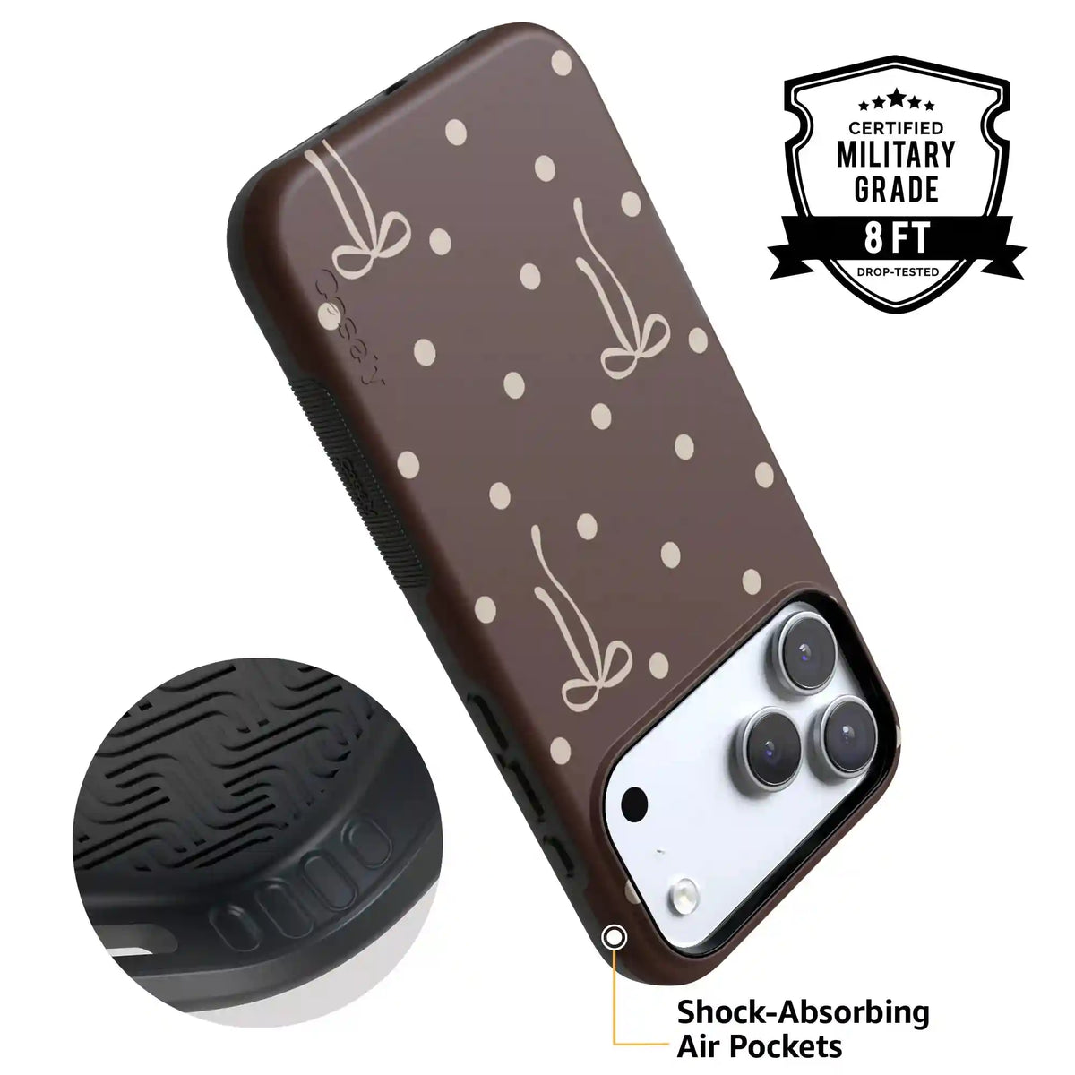 Teddy Bows | Brown Polka Dot Case
