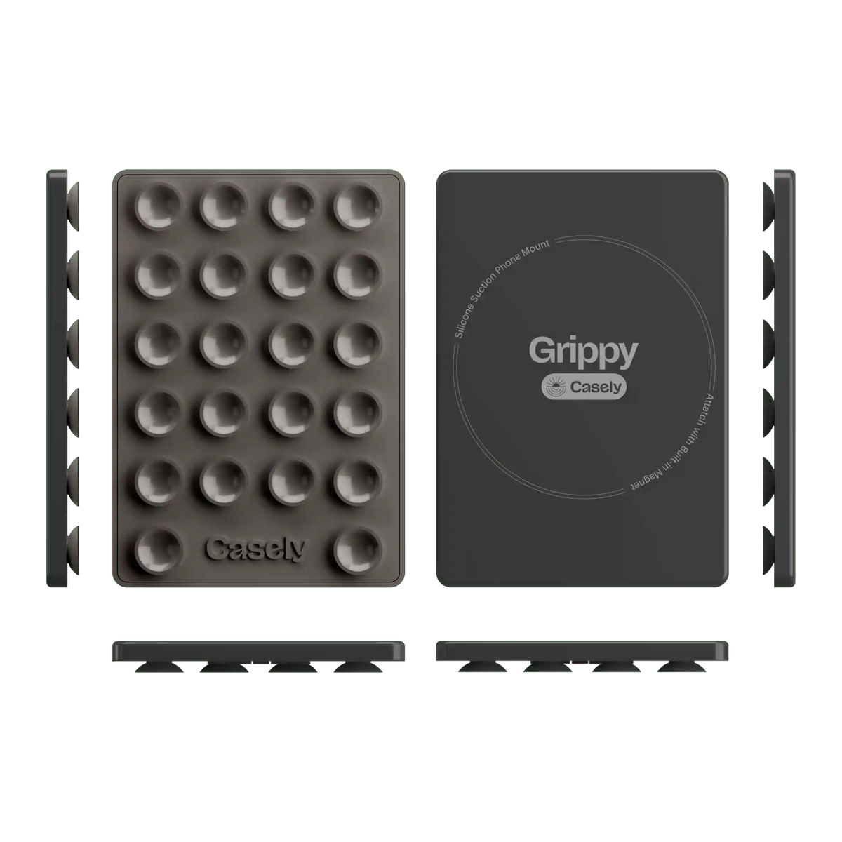 Grippy | Black Silicone Suction Phone Mount with MagSafe