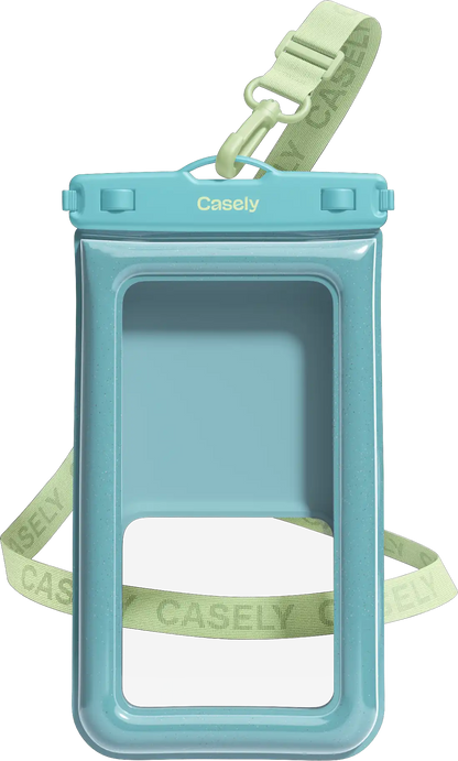 AquaBuddy | Aquamarine Ocean Blue Shimmer Waterproof Phone Pouch