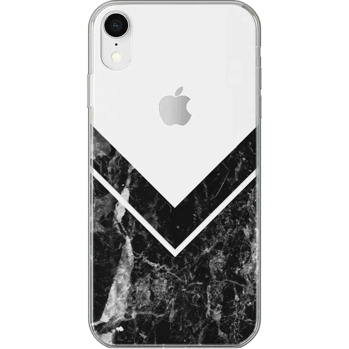 Sleek and Simple | Black Marble V Clear Case
