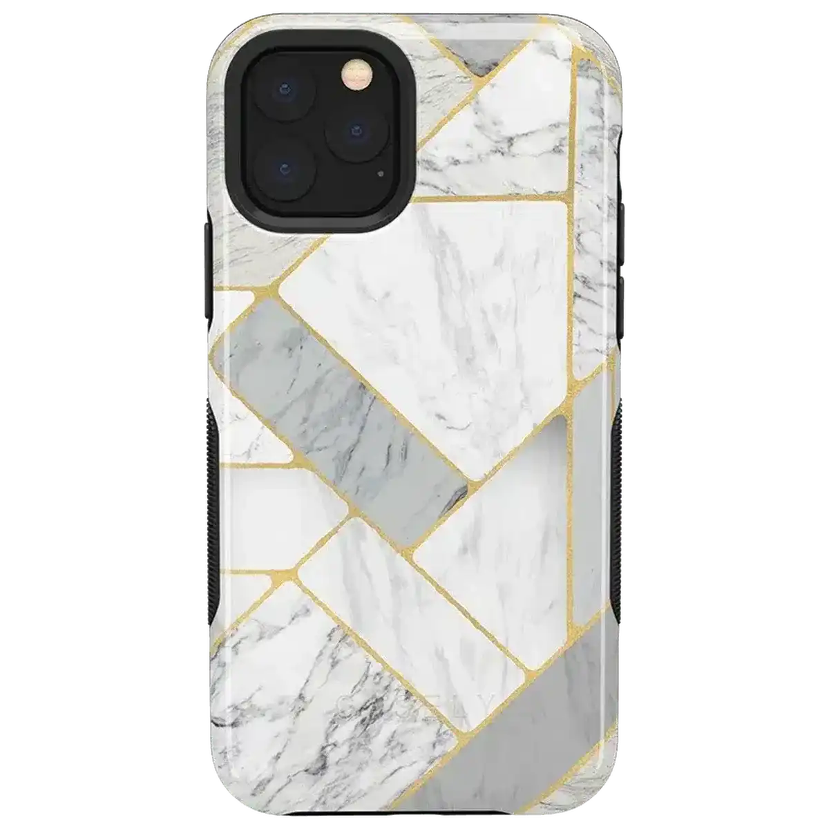 Sharp Lines | Geo White and Gold Marble Case